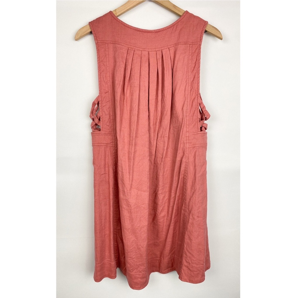 Free People Moonshine Linen Blend Sleeveless Pintuck Mini Dress, Salmon Pink - S - Picture 8 of 10